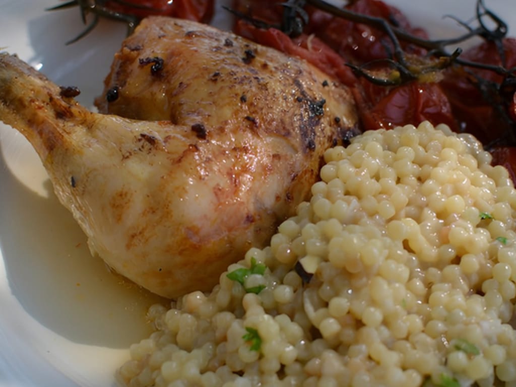 Roast Chicken with Mushroom Tarhonya