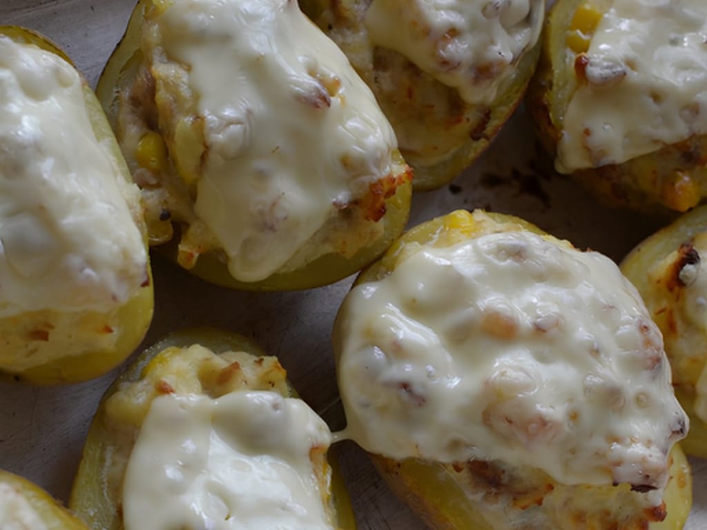 Baked Potatoes with Tuna and Corn