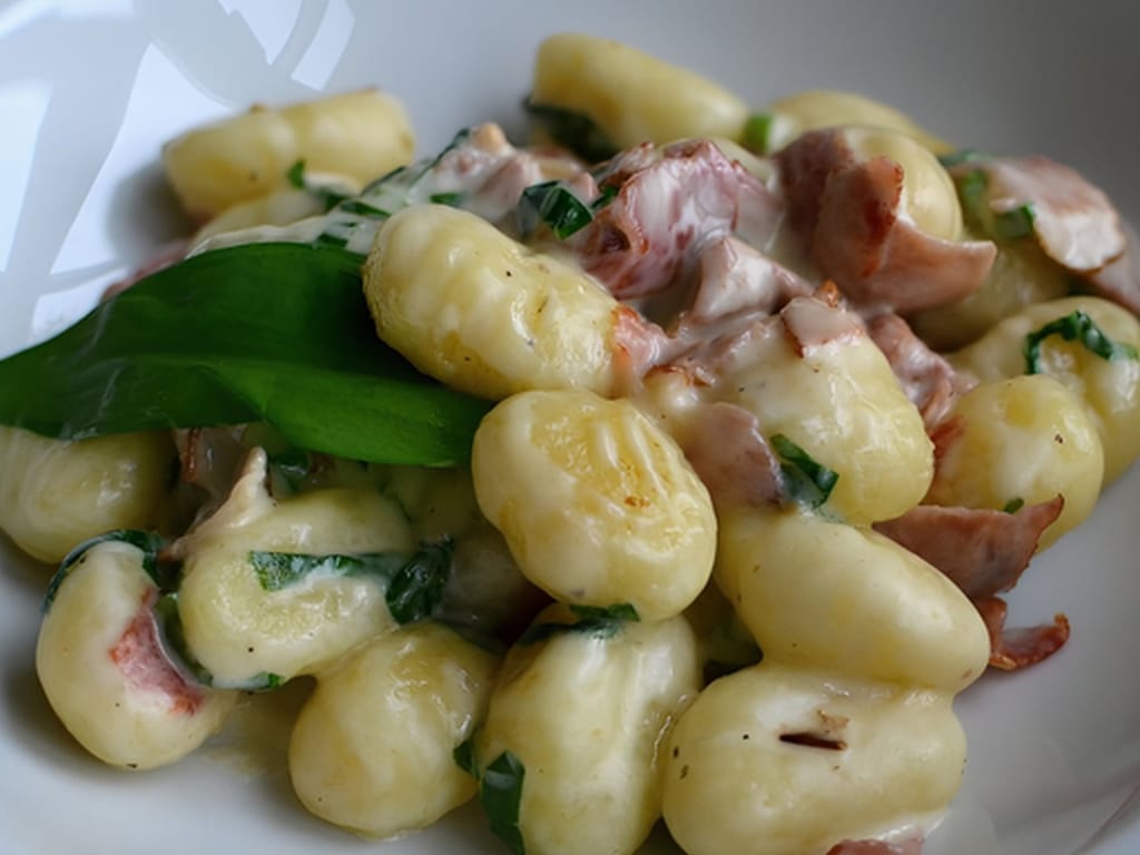 Gnocchi with Wild Garlic and Ham