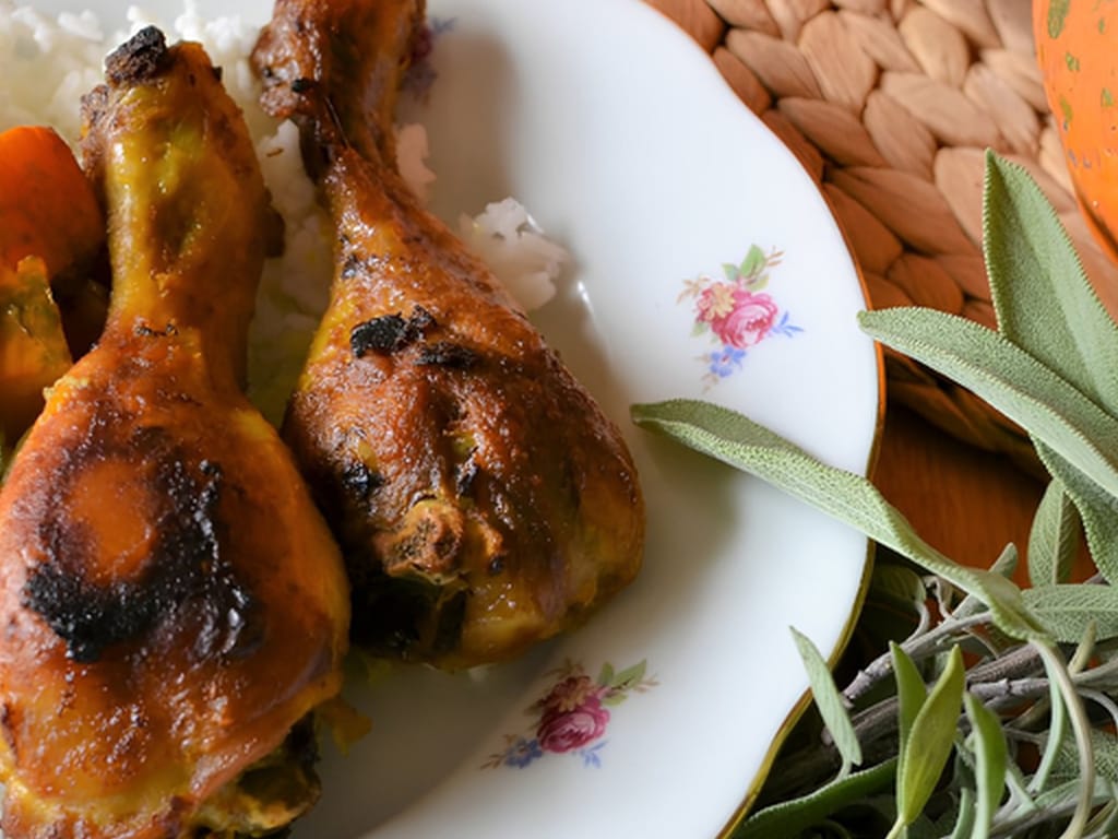 Honey Chicken Drumsticks with Pumpkin Ragout