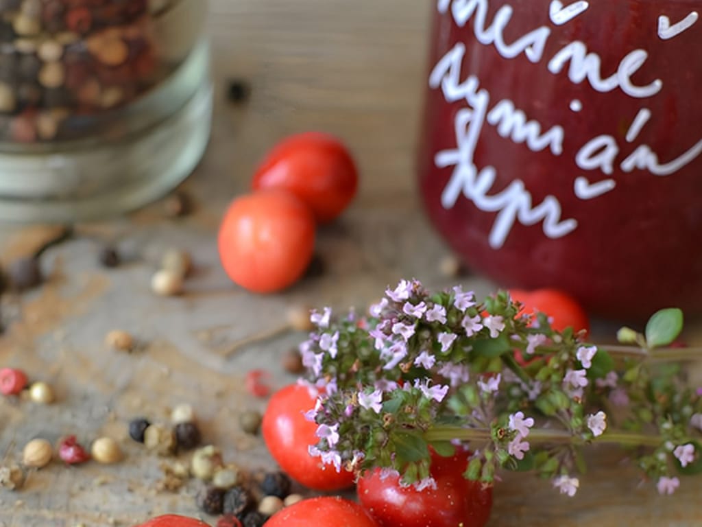 Cherry Jam with Rainbow Pepper and Thyme