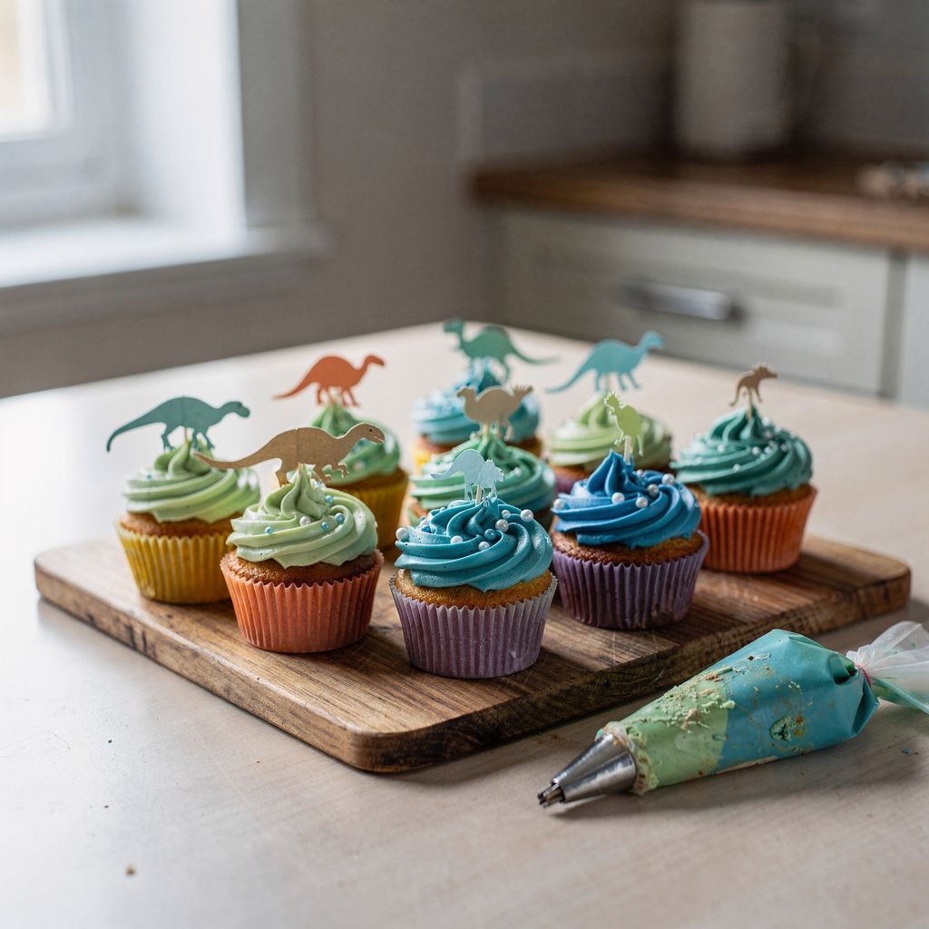 Cupcakes na dětskou oslavu: dinosauři, mořské panny, vesmír a safari