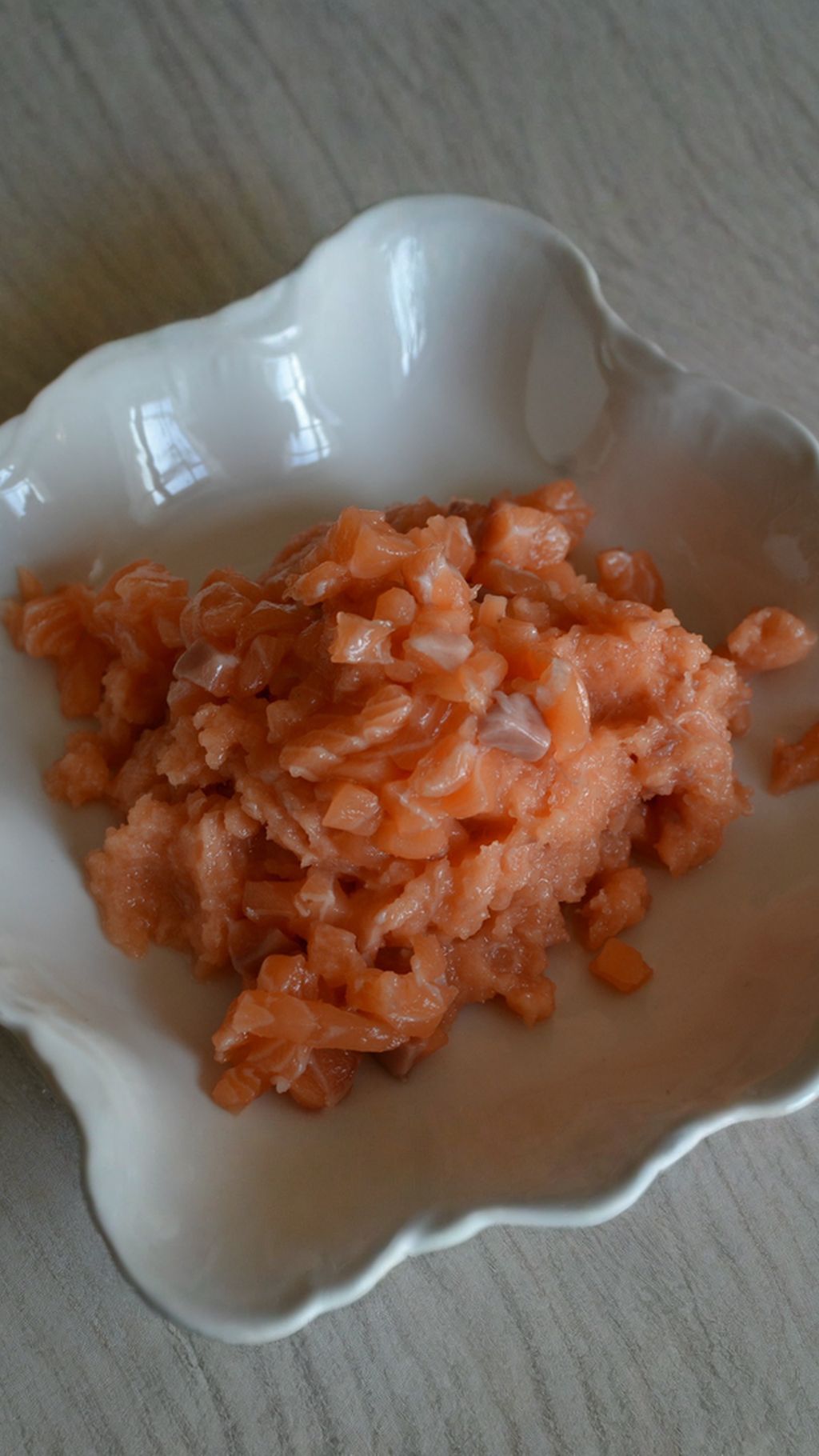 Blend and dice the salmon