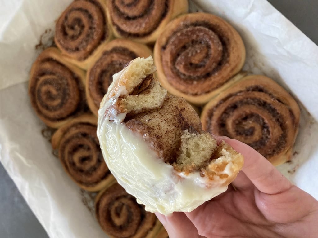 Soft Cinnamon Rolls from Brioche Dough with Icing