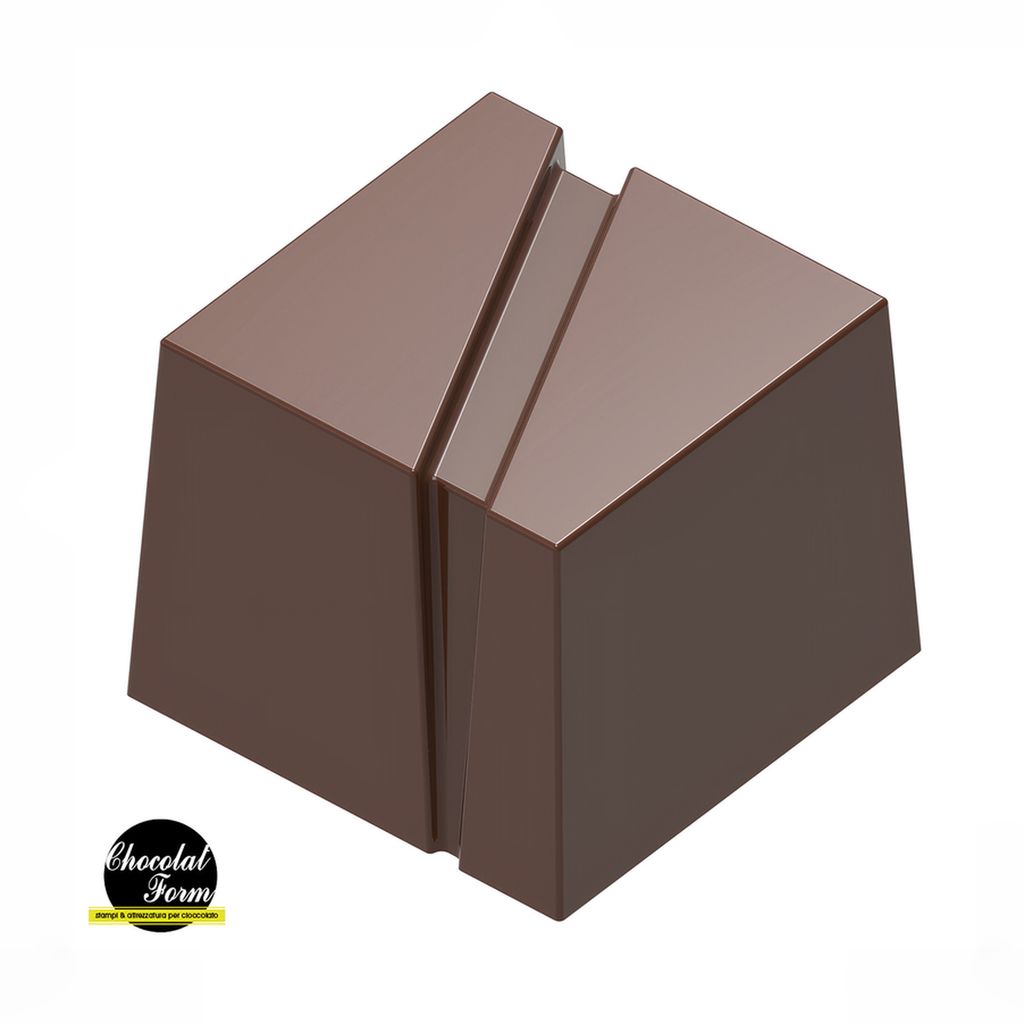 Chocolate World Polycarbonate Praline Mould – Striped Cube (24 pcs, 25 mm)