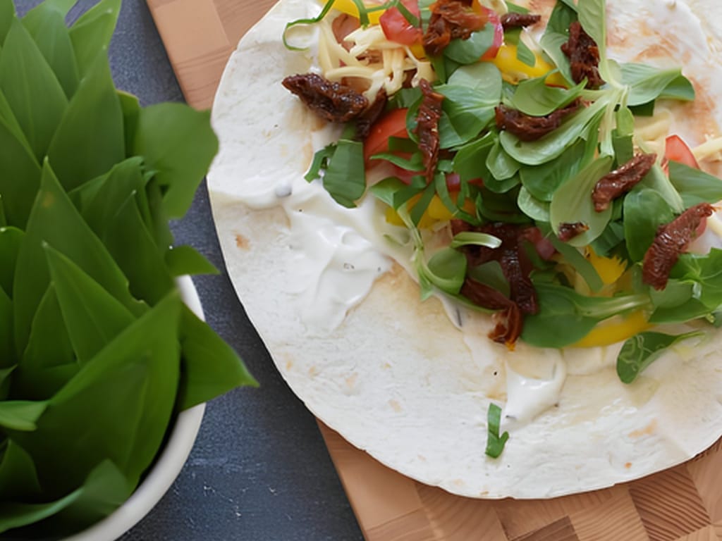 Grilled Chicken Tortilla with Wild Garlic