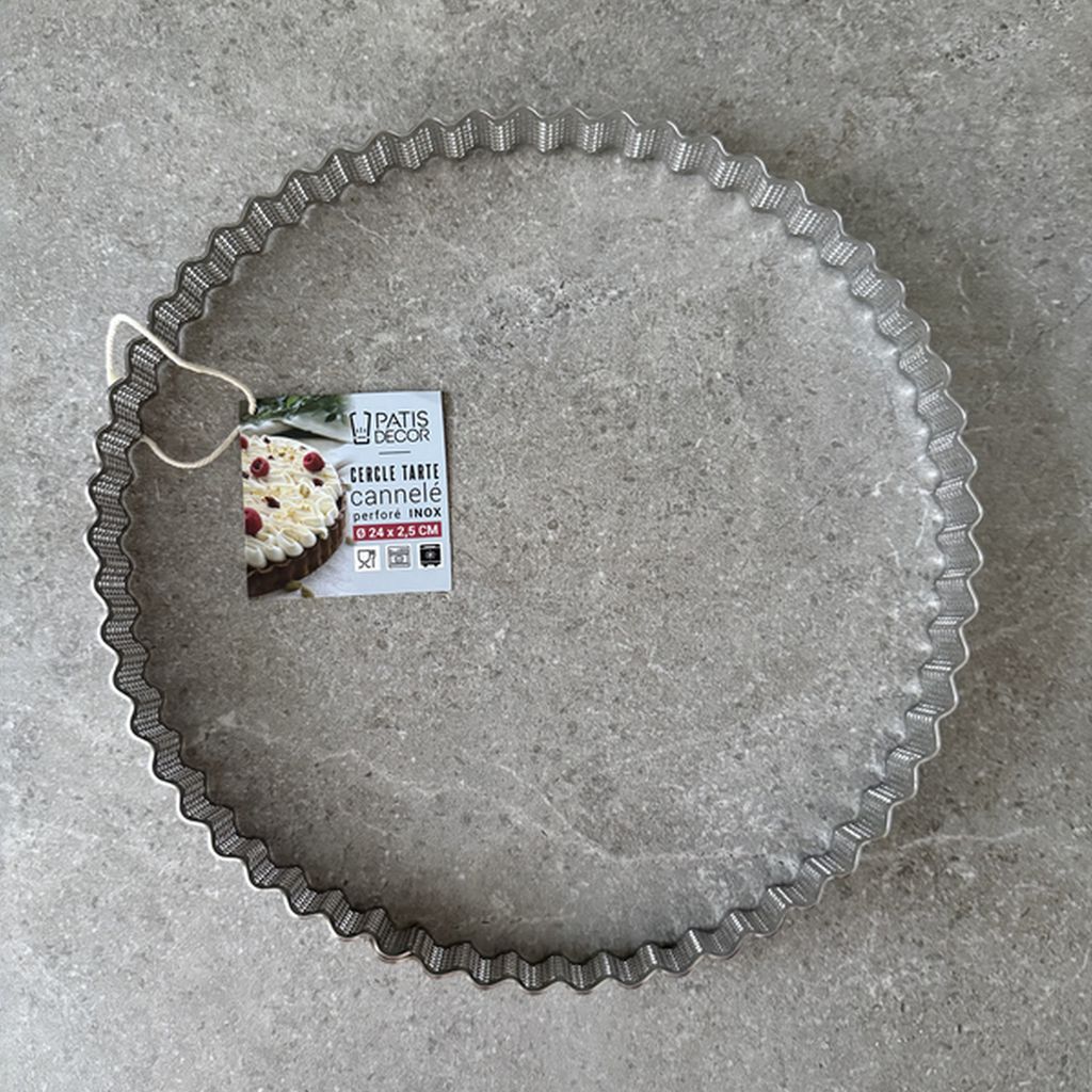 Perforated Stainless Steel Tart Ring – Fluted, Ø 24 cm