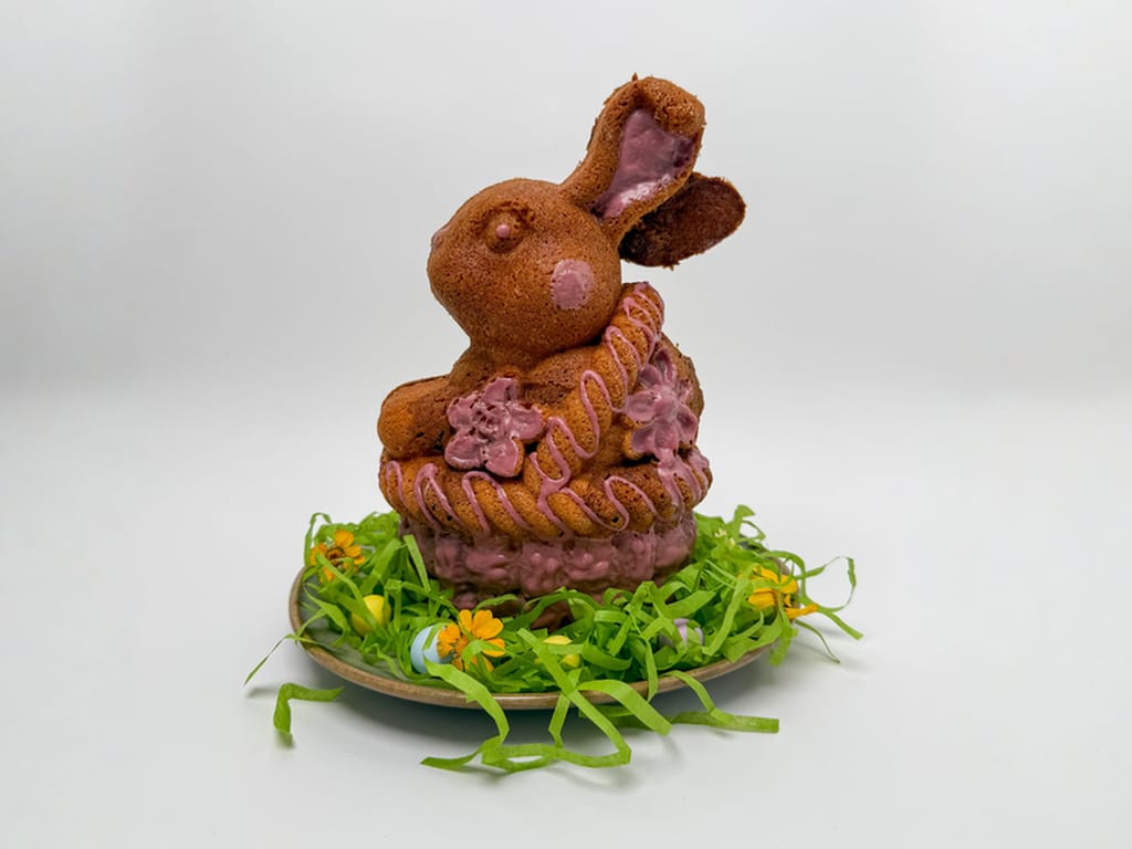 Easter Marbled Bunny Cake with Brown Butter and Strawberries