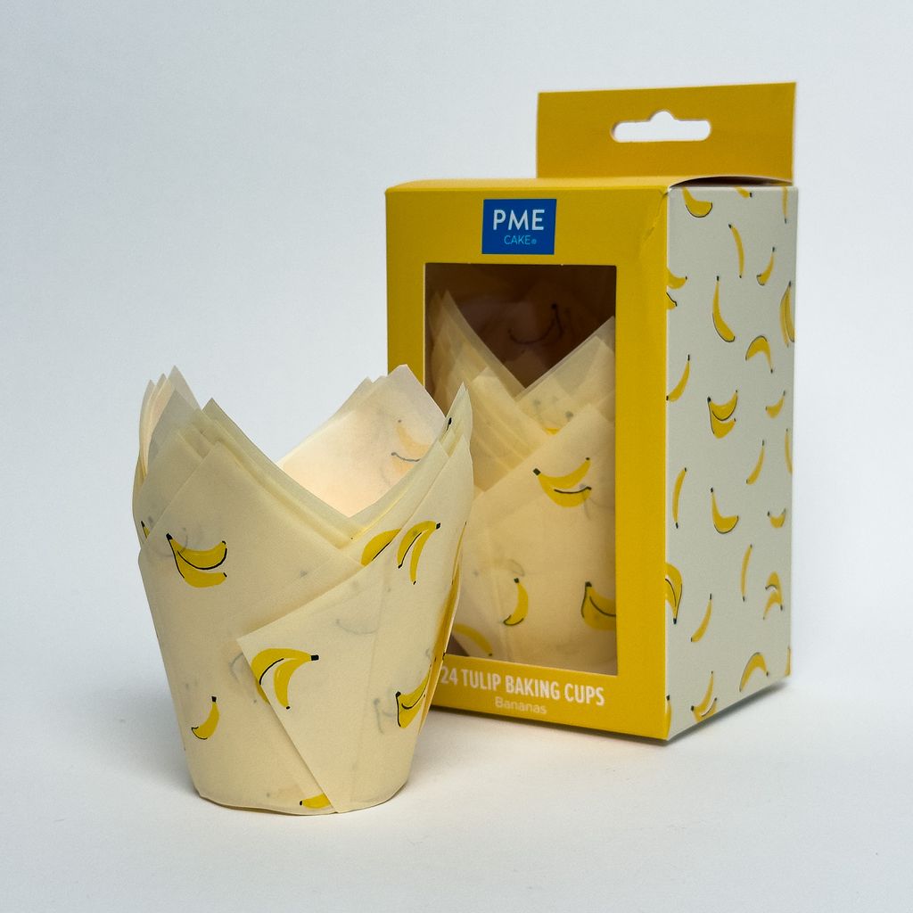 Tulipánové košíčky na muffiny – Banány (24 ks)