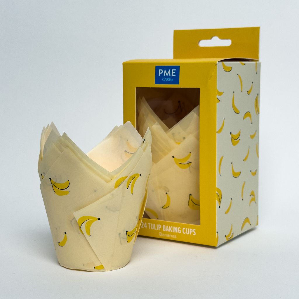 Tulipánové košíčky na muffiny – Banány (24 ks)