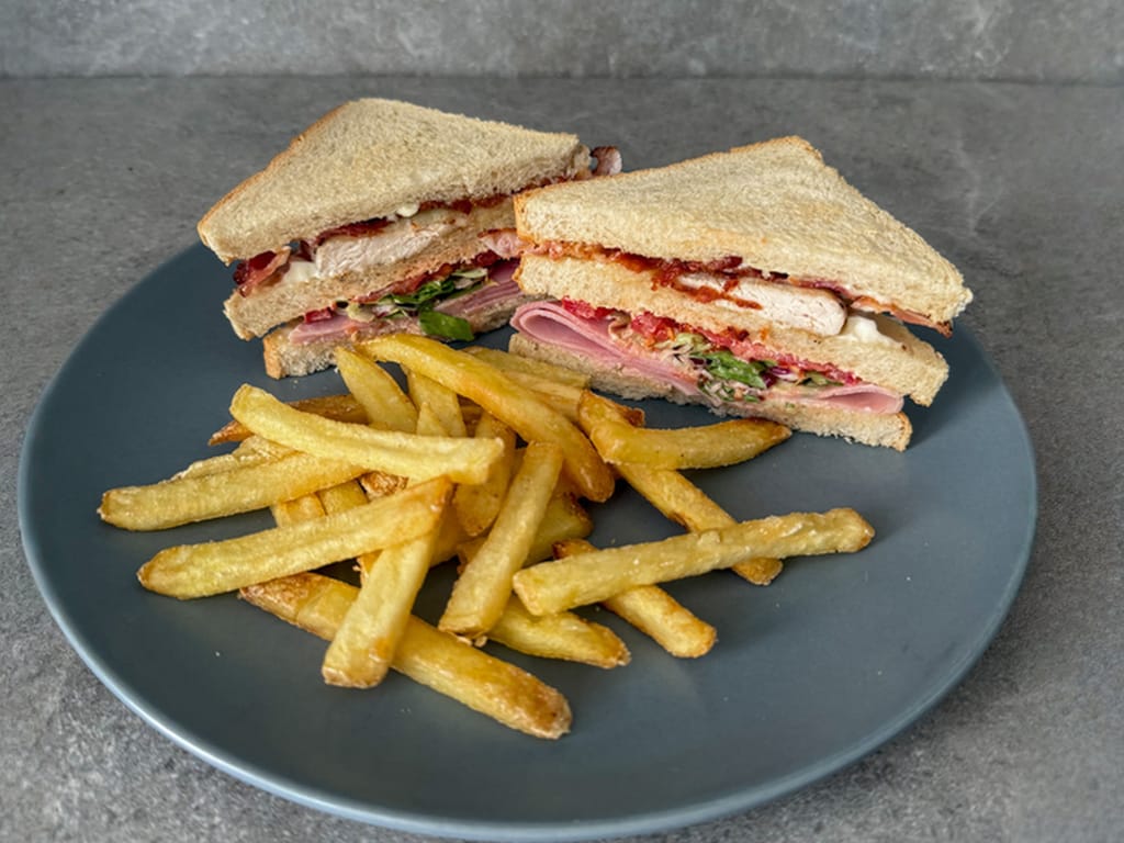 Club Sandwich with Chicken, Cheese and Fries