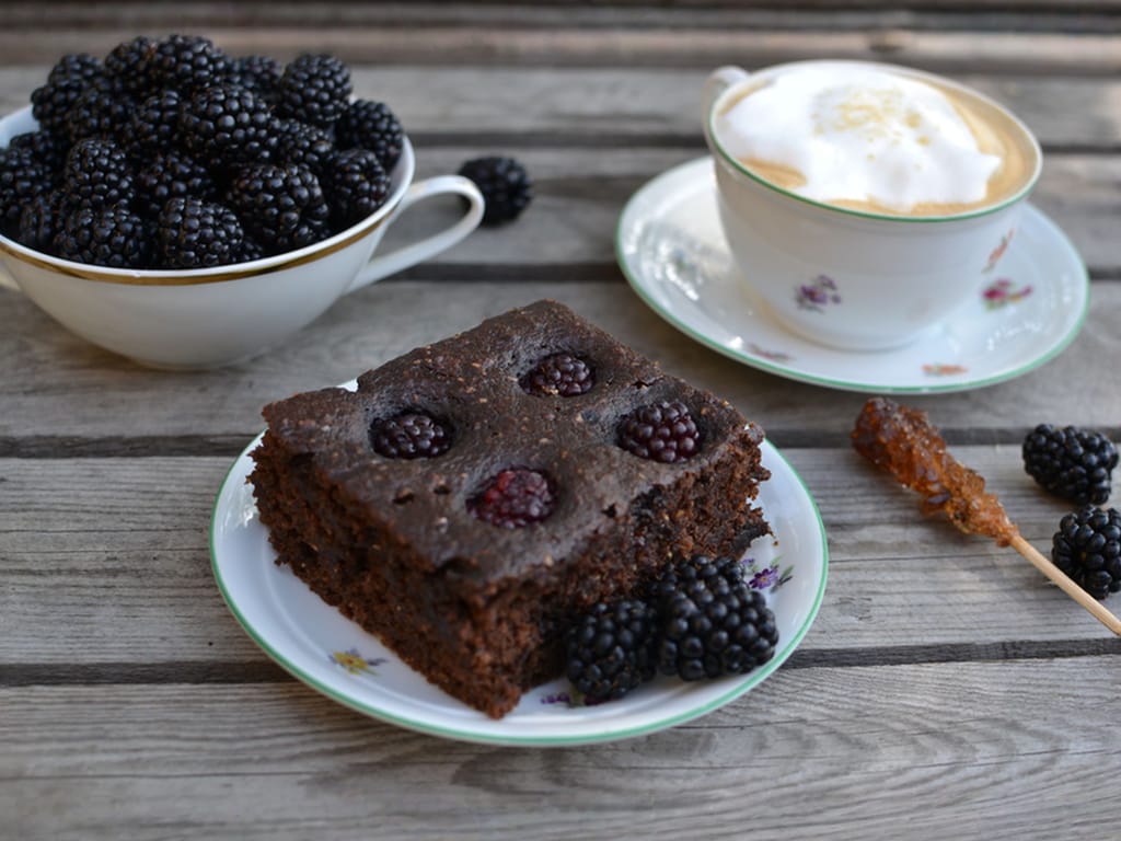 Summer Zucchini Gingerbread Cake with Blackberries
