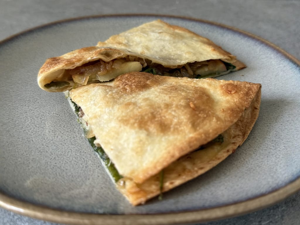 Apple, Spinach and Caramelized Onion Quesadilla