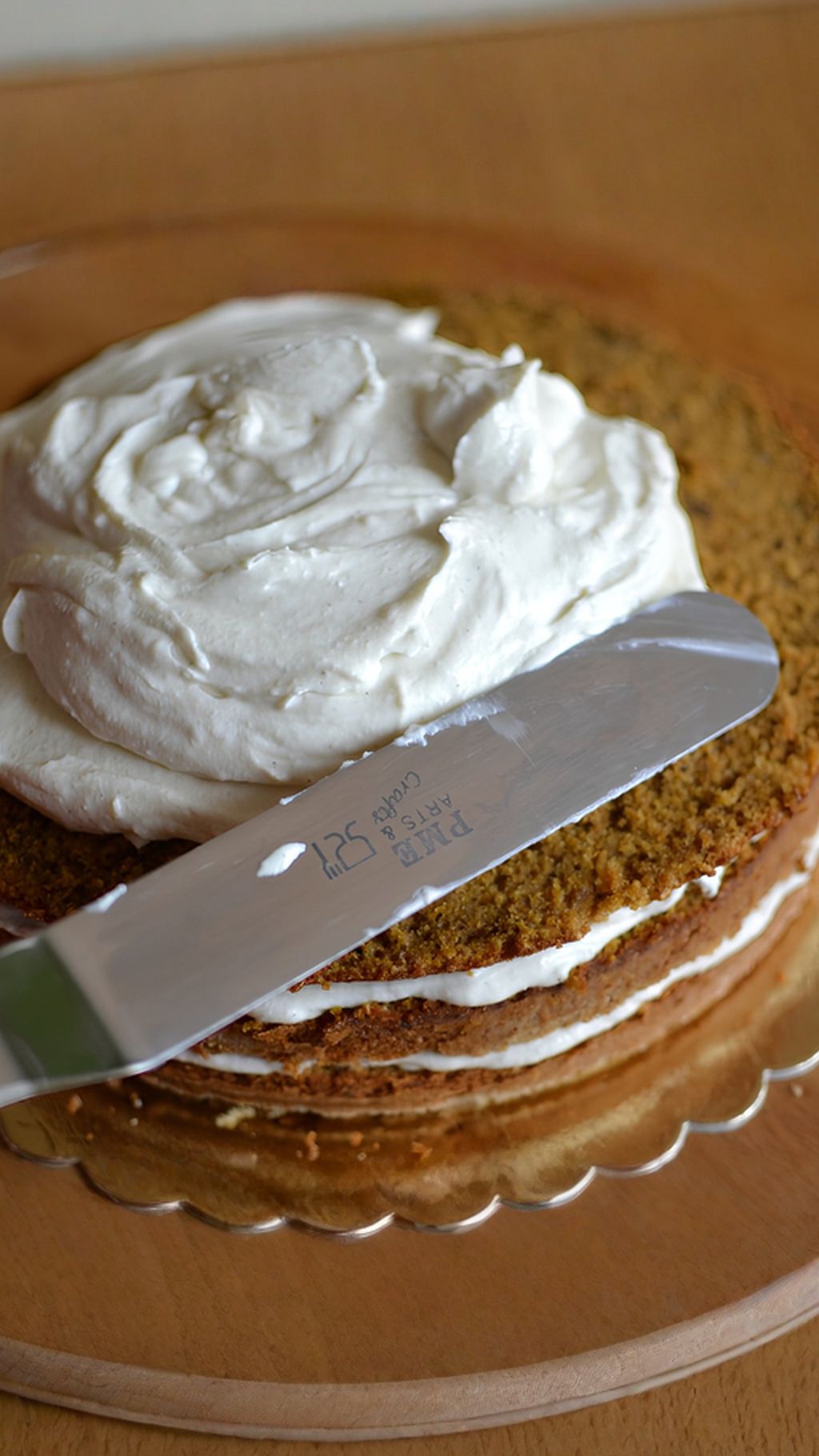 Slice the cake and fill with frosting
