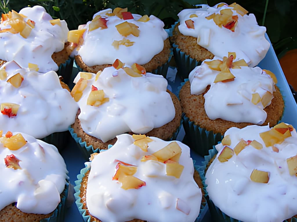Hokkaido Pumpkin Cupcakes with Nectarine Frosting