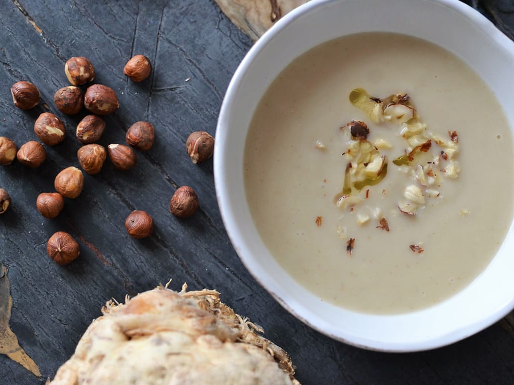 Silky Celeriac Cream Soup with Pears