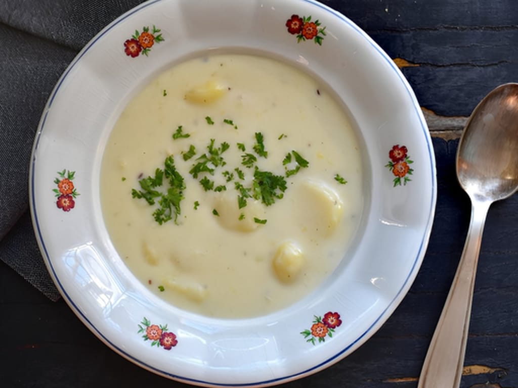 Jemná, horká, skvělá. Mléčná bramborová polévka