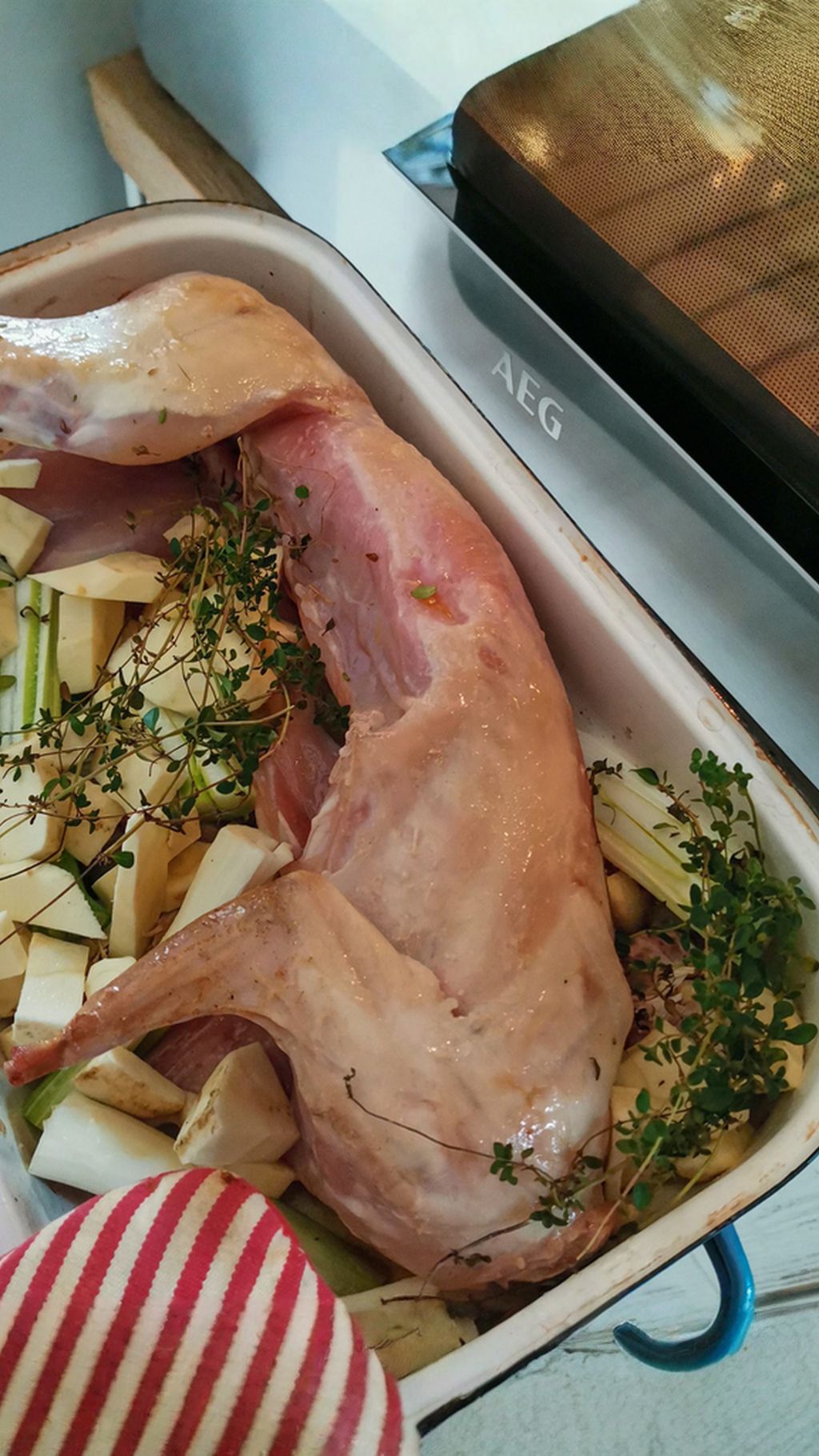 Preparing the rabbit