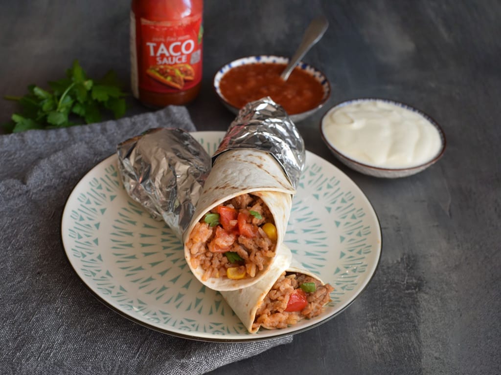 Mexican Burrito with Beans and Ground Beef