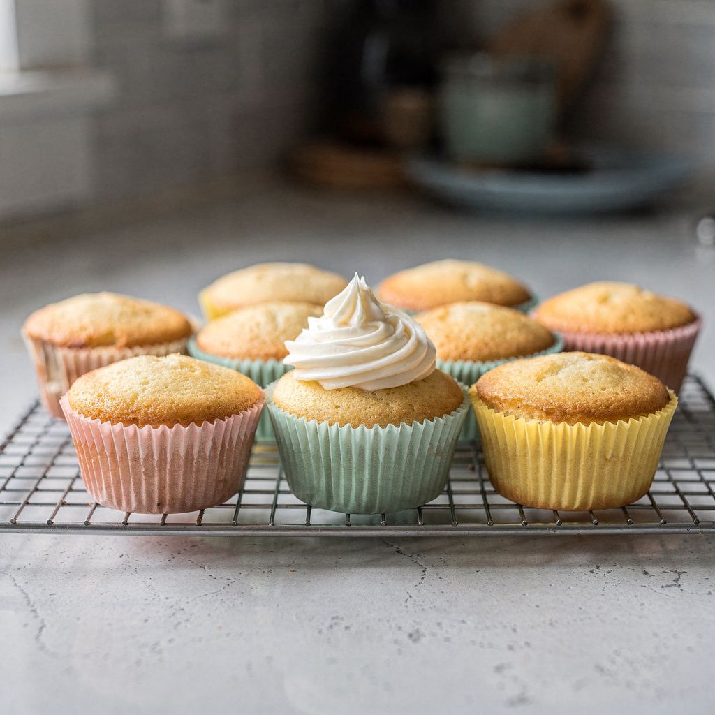 Cupcakes s rovným vrškem: jak je upéct na zdobení