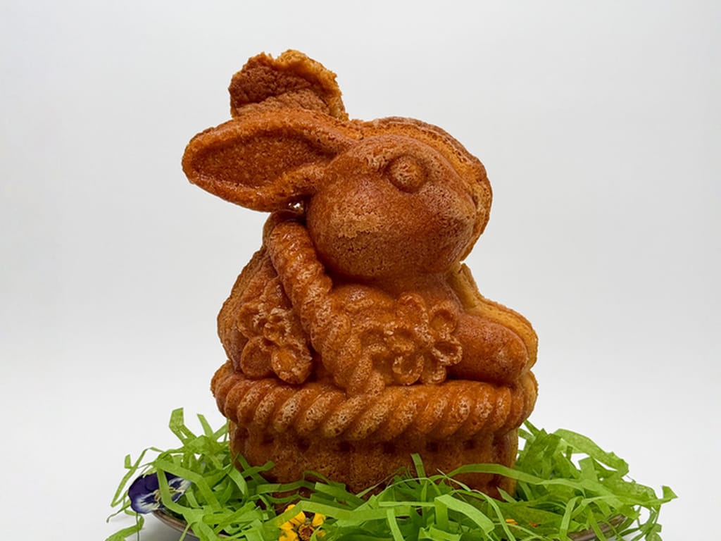 Banana Easter Bunny Bundt Cake with Vanilla and Spices