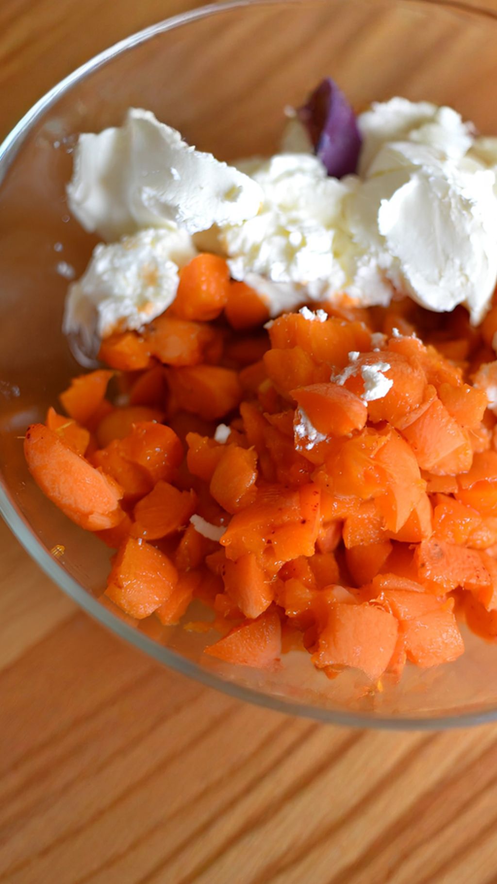 Mix the fruit with the cream cheese