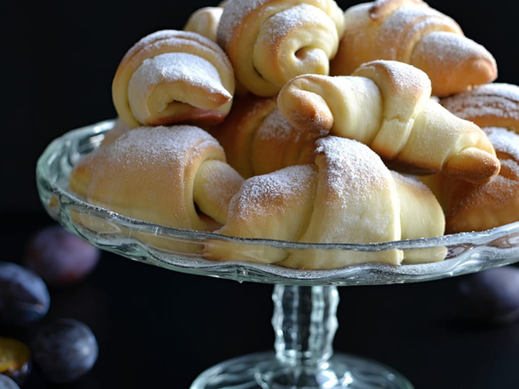 Rolled Crescent Rolls with Autumn Fruit, Plums and Apples
