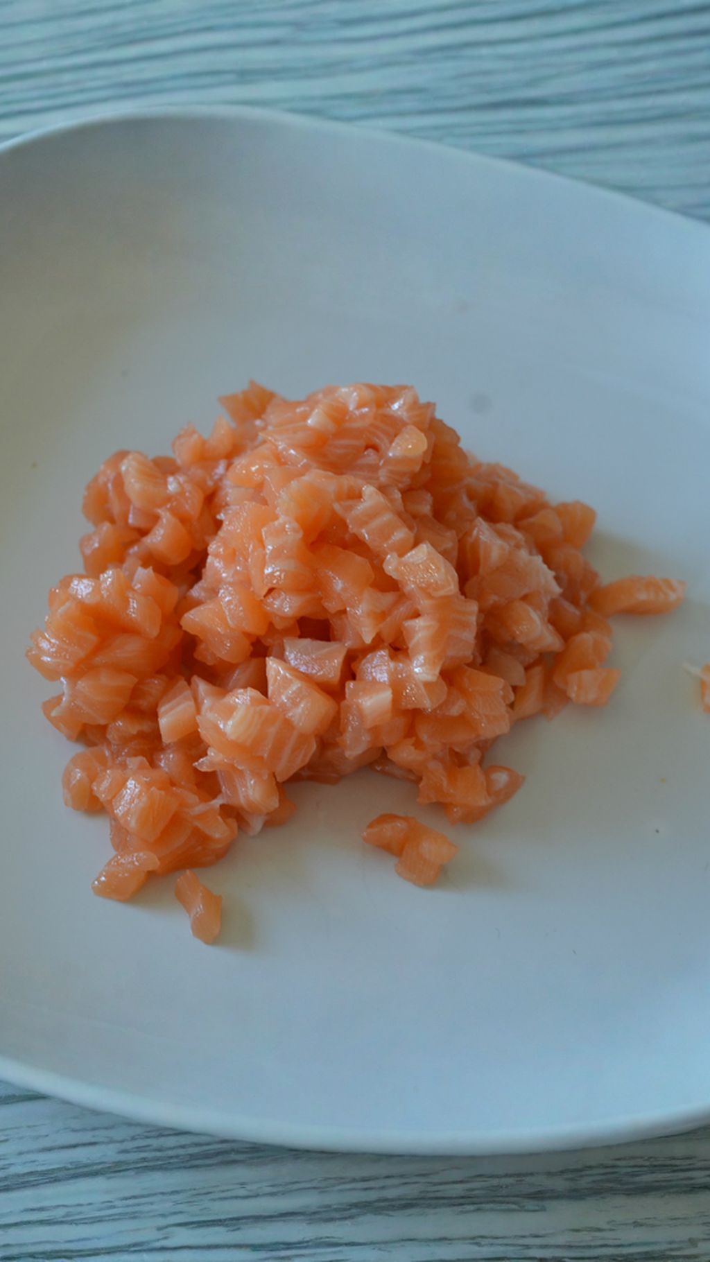 Dice the salmon