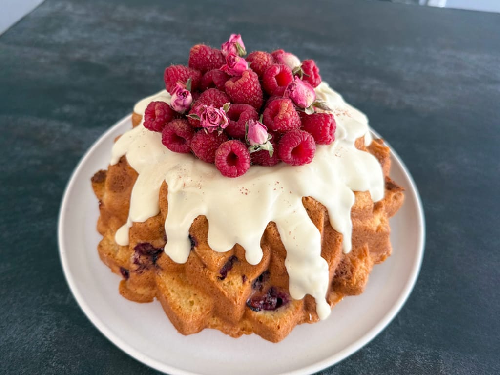Raspberry Bundt Cake with White Chocolate and Sour Cream